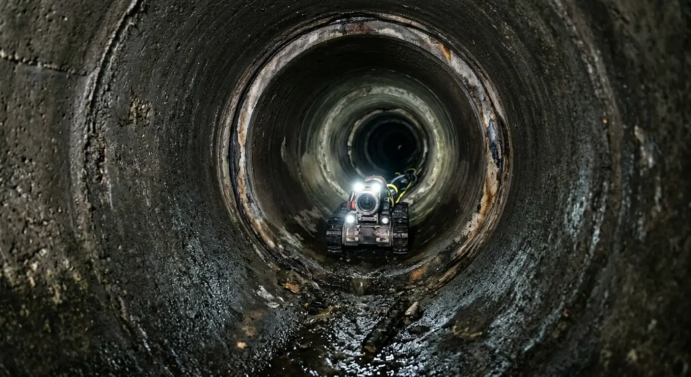Robotic sewer camera inspecting pipe interior for Drain Snake Service in Portland