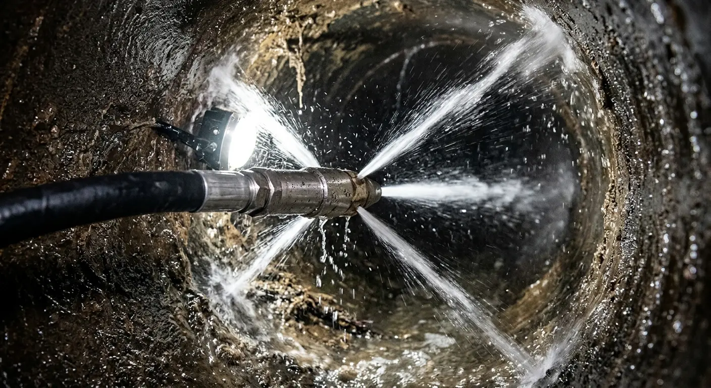 High-pressure hydro jetting nozzle cleaning sewer pipe for Sewer Line Relining in Portland